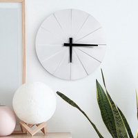 Horloge murale moderne au design nordique, en céramique personnalisable, ronde, en porcelaine blanche mate, avec affichage à aiguilles en quartz, alimentée par piles