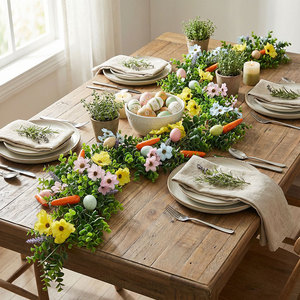 Zongwang Easter Rattan Garland 175Cm Artificial Flowers Carrots Eggs Home Wall Decor Spring Holiday Decoration - Product Image 4