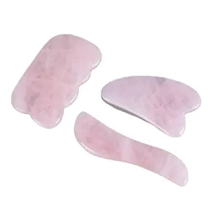Pedras de massagem facial para pés, pescoço, costas, rosto, couro cabeludo, quartzo rosa, ferramenta de massagem Gua Sha