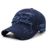 Casquette de baseball vintage déchirée unisexe WQZ26497 printemps-été avec broderie de patch, chapeau de soleil toutes saisons, casquette à visière