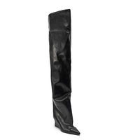 Bottes à talon compensé pour femmes, design d'usine, pour mollets larges, chaussures de luxe tendance pour l'hiver et les soirées