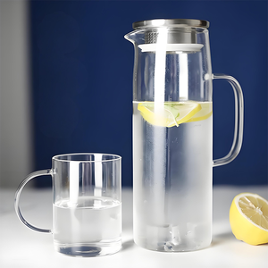 Prix d'usine en gros, best-seller, approvisionnement en vrac, <span class=keywords><strong>carafe</strong></span> à eau en <span class=keywords><strong>verre</strong></span> transparent de haute qualité, résistante à la chaleur, avec couvercle - Product Image 1