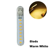 Mini lampe de lecture LED USB flexible 5V DC, 3, 8, 16, 24 LED, blanc chaud, lampe de nuit portable, lampe torche pour ordinateur portable
