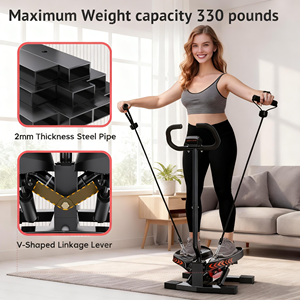 Mesin tangga Mini Kebugaran kardio, mesin langkah putar dengan setang dan tali resistensi untuk olahraga seluruh tubuh - Product Image 2