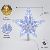 Kühlweißer LED-Kristallstern als Baumspitze, 5-Punkt Facettierter Acryl-Weihnachtsbaum-Spitzen-Dekorationslicht