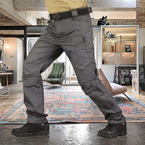 กางเกงคาร์โก้ผู้ชายไซส์ใหญ่คุณภาพสูง เอวกลาง ผ้าแคนวาสเนื้อปานกลาง สีพื้น ระบายอากาศได้ดี ทรงตรง กระเป๋าข้างแบบเรียบ - Product Image 3