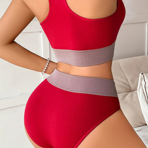 <span class=keywords><strong>Set</strong></span> di reggiseno senza cuciture donna con Logo personalizzato IBGUH <span class=keywords><strong>Set</strong></span> di <span class=keywords><strong>intimo</strong></span> Fitness Yoga comodo e morbido Colorblock <span class=keywords><strong>sportivo</strong></span> - Product Image 2