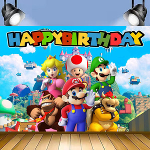 Decoración de Fondo para Fiesta de <span class=keywords><strong>Mario</strong></span> <span class=keywords><strong>Bros</strong></span>, Artículos de Fiesta para Niños y Niñas, Fondos de Vinilo para Fotografía, Regalos para Festivales - Product Image 2