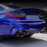 Diffuseur arrière noir brillant en ABS avec grandes sorties d'échappement carrées, compatible avec BMW Série 3 G20 2020-2022