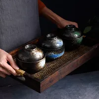 Bol à soupe japonais en céramique avec couvercle, pour sushi, boulettes, assaisonnements, œufs, desserts, soupe miso traditionnelle, couverts