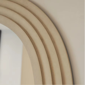 Miroir sur pied pleine longueur en bois massif de noyer, surdimensionné, vintage, à arche, texturé, esthétique, en <span class=keywords><strong>verre</strong></span> trempé personnalisé - Product Image 4