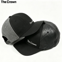 Topi Baseball 6 Panel Jahitan Berlian Sporty Kustom Grosir dengan Sisi Kulit Imitasi dan Tali Pengikat Logam Unisex