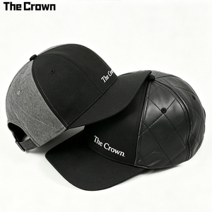 Casquette de baseball sportive personnalisée matelassée à points losanges, 6 panneaux, avec côtés en similicuir épissé, fermeture à boucle métallique, unisexe, vente en gros - Product Image 2