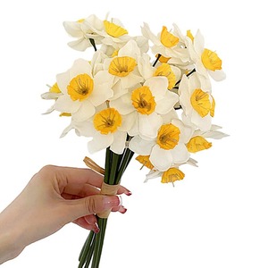 Fleurs artificielles Timo, 6 tiges de narcisses en soie, fleurs réalistes, bouquet de décoration pour mariage et maison - Product Image 5
