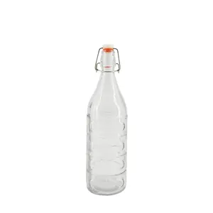 Wholesale 500ML 1000ML empty clear round drinking beverage Kombucha Tea beverage container swing top glass bottle