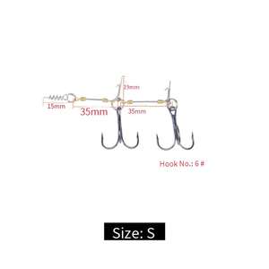 Hameçon triple avec verrouillage à ressort pour appât souple, hameçon de pêche barbelé non lesté, connecteur à vis pour montage de hameçon. - Product Image 4