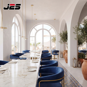Juego <span class=keywords><strong>de</strong></span> Mesa y Sillas <span class=keywords><strong>de</strong></span> Diseño Interior para Restaurante Moderno, con Asientos <span class=keywords><strong>de</strong></span> Terciopelo Personalizados J2S y Mesa Cuadrada con Tapa <span class=keywords><strong>de</strong></span> Mármol - Product Image 3