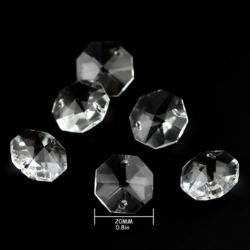 Perles octogonales transparentes, perles de 20mm, cristal en vrac pour la fabrication de bijoux