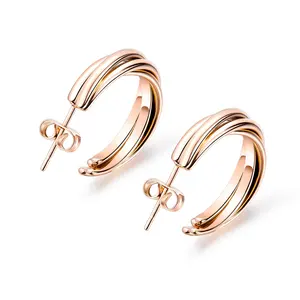 Boucles d'oreilles antiques en acier inoxydable et or Rose, Simple, style saoudien, bijoux