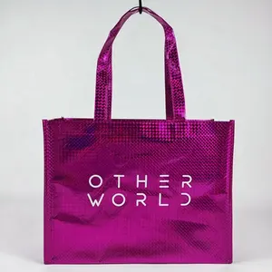 Kunden spezifische laminierte bedruckte Tasche Laminierte Vlies-Einkaufstasche Rosa laminierte Recycling-Tasche mit Logo