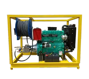 2900PSI 200bar 98LPM 55HP 4-cylinder Diesel Multi Function Sewer Drain Pipeline Dredging High Pressure Water Cleaning Machine