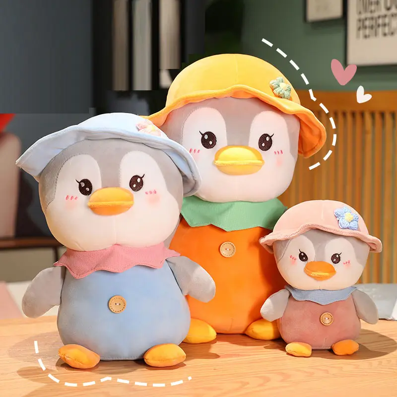 Kawaii น่ารักคุณภาพสูงตุ๊กตาเพนกวินพร้อมหมวกนุ่มของเล่นตุ๊กตาเพนกวินยัดไส้สัตว์