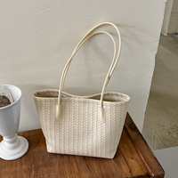 Sac fourre-tout en cuir PU tressé pour femme, grande capacité, sac à bandoulière, fermeture magnétique, sac à main tressé pour femme, vente en gros