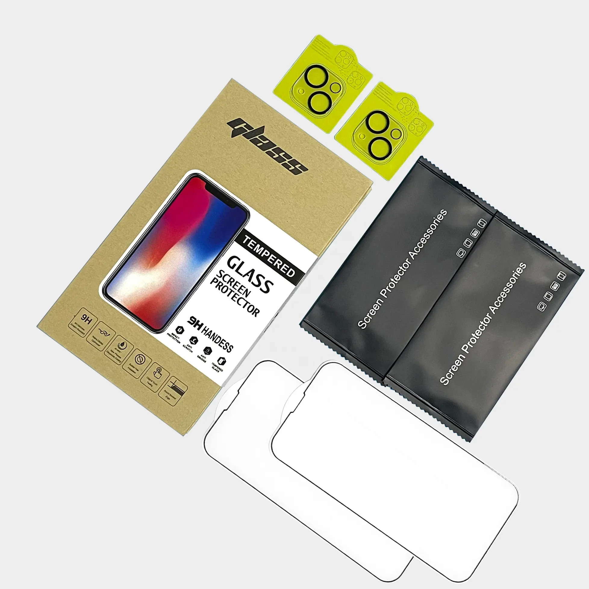 Glass Pro Screen Protector 2Pack 0.33mm Silk Full Glue Camera Lens+tempered Glass Screen Protector For IPhone 11 12 13 Pro Max Mini With Retail Box