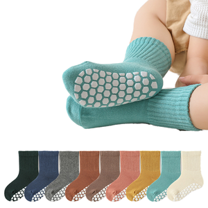 Calcetines de algodón sin costuras para bebé, estilo de tripulación informal de punto para niño y niña recién nacido, para niños y niños pequeños, calcetines infantiles a granel para recién nacidos - Product Image 1