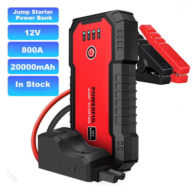 Portable 20000mAh Super Capacitor Jumper Battery Pack Car Booster Lithium Power Bank Jump Starter With air Compressor