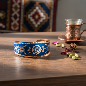Blue Colored Hand Crafted Vintage Designed Turkish <b>Copper</b> <b>Bracelet</b> - Product Image 3