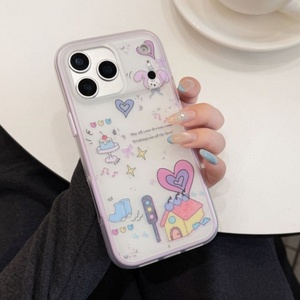 Coque de téléphone double IMD 2-en-1 motif dessin animé chien lapin chat mignon pour filles, compatible iPhone 13 14 15 16 17 Pro Max, personnalisable OEM - Product Image 2