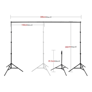 Support de fond réglable 2.6m * 3m/8.5ft * 9.8ft support de toile de fond photographie Studio support de fond supports système Kit ensemble - Product Image 3