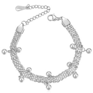 Pulsera de cadena chapada en oro con dijes de bolas apilables para mujer, regalo de joyería - Product Image 5