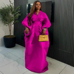 AM050759 Trendy African <strong>Dresses</strong> for Women Clothing Elegant V-neck Batwing Sleeve Ruched <strong>Loose</strong> Party <strong>Dresses</strong> Women Kaftan <strong>Dresses</strong> - Product Image 4