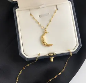 Tiny Gold Moon Necklace Crescent Moon Gold Necklace Dainty Necklace Fold Hammered Moon Gift for Girl