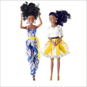 Tusalmo Mainan Boneka Afrika Mini Anak-anak, Pakaian Mainan Liburan dan Hadiah Ulang Tahun Hitam 13 Inci