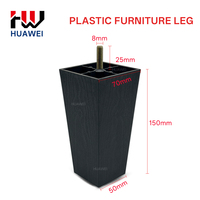 HUAWEI Quadratische Konische Kunststoff-Sofabeine in Schwarzer Holzoptik, Ersatz-Möbelfüße mit M8-Schraubenbolzen für Schränke