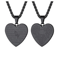Collar Religioso de Acero Inoxidable para Hombre, Joyería con Versículo Bíblico, Collares con Corazón de Oración