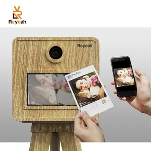 Latest Natural wooden style Photo booth Enclosure with camera and printer photo booth business Open air Design