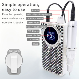 Machine à ongles électrique rechargeable 35000 tr/min avec strass en cristal pour manucure professionnelle - Product Image 3