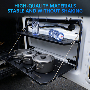 Venta Directa de Fábrica: Mesa Plegable de Doble Capa para Modelos <span class=keywords><strong>Ford</strong></span> <span class=keywords><strong>Bronco</strong></span> 2021-2024, Ideal para Acampar en la Puerta Trasera y Almacenamiento de Carga - Product Image 2
