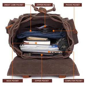 Винтажный рюкзак большой вместимости для кемпинга, походов, походов, повседневный спортивный вощеный холщовый рюкзак, сумка для мужчин