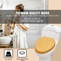 Siège de toilette allongé en bambou JQ avec charnières en alliage facile à nettoyer et à installer ensemble de fournitures de bain et de toilette