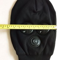 Fabricant de cagoules cagoule en acrylique tricoté noir cagoule de moto masquée en peluche pour homme avec lunettes