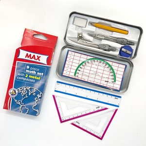 Juego de geometría matemática de 9 piezas con caja de almacenamiento irrompible, incluye 2 compases, regla, borrador, sacapuntas - Product Image 4