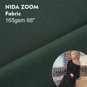 Toptan kırışık Dubai müslüman Nada katı yumuşak arapça 100% Polyester suudi şifon Abaya için Nida Zoom krep bez kumaş elbise