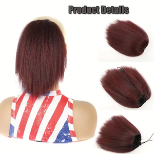 Synthétique Afro Puff Cordon Creux Queue De Cheval Extension pour Femmes Noires Court Afro Curly Clip On Kinky Cordon <span class=keywords><strong>Chignon</strong></span> - Product Image 5