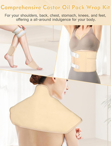 Enveloppe Réutilisable pour Compresse d'Huile de Ricin – Kit de Compresse d'Huile de Ricin Réglable pour Épaule, Cou, Taille, Poitrine, Genou, Pieds - Product Image 4