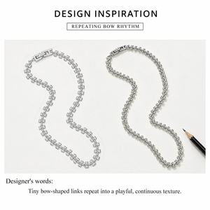 Collier à maillons en forme de nœud en acier inoxydable, chaîne sculptée à motifs répétitifs, couleur or et argent, bijou tendance - Product Image 4